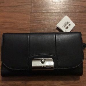 Coach Kristin Black Leather Checkbook Wallet